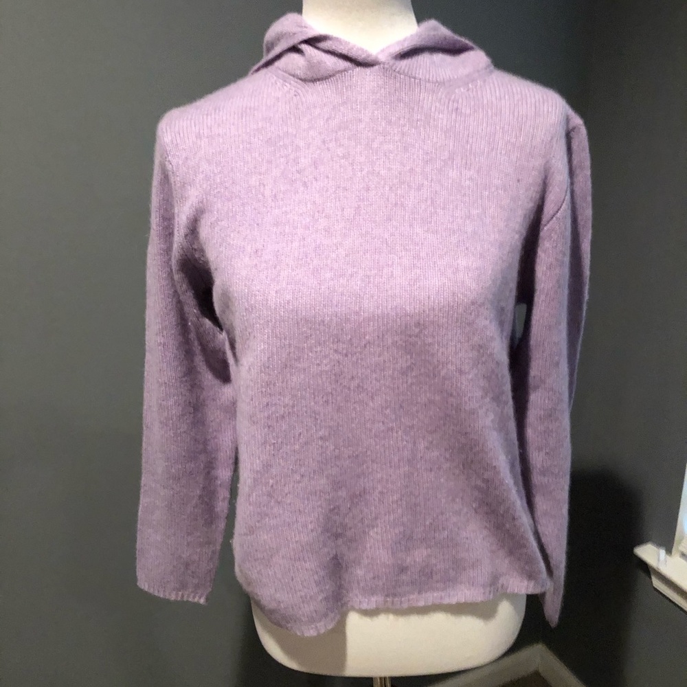 100% cashmere lilac sweater w/ hood Bloomingdales